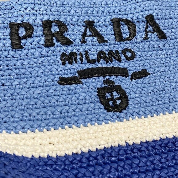 PRADA Stripe Raffia Small Tote Bag -  Multi Raffia Tote Bag 1192-050725 - Picture 11 of 14